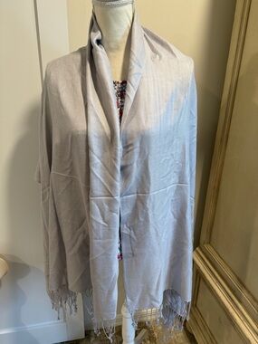 pashmina Cream Fringe Pashmina-Blend Shawl
